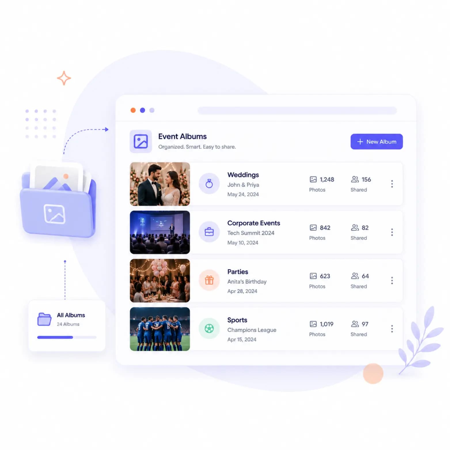 AI event photography feature: Event Albums